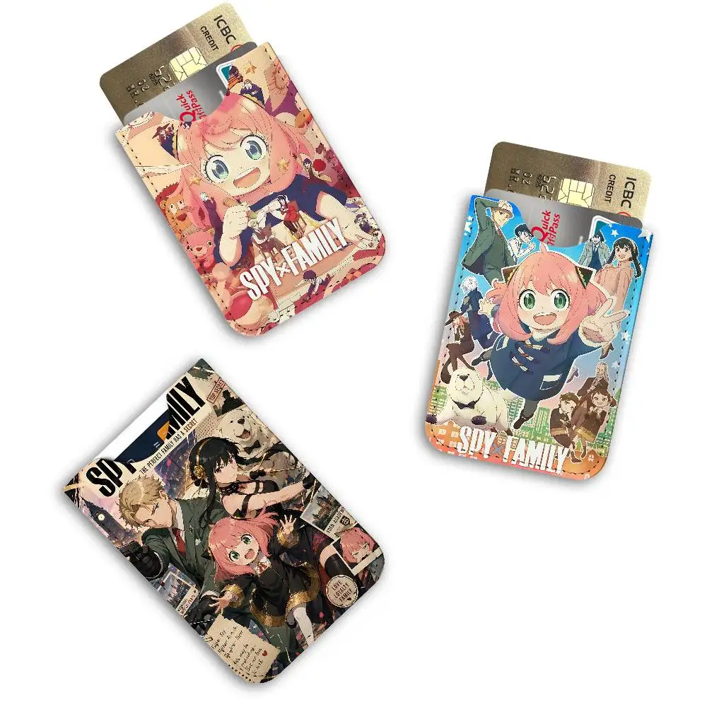 Anime Spy X Family Ultra-Thin Mini Leather Card Holder Wallets for Men Women Lightweight Soft Genuine Leather Credit Card