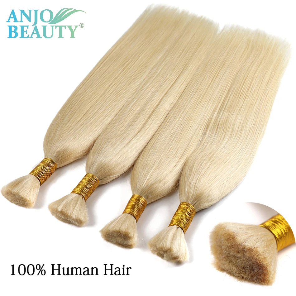 100% cabello humano Real a granel Rubio sin trama a granel de cabello de miel cabello virgen vietnamita cabello tejido recto para trenzar