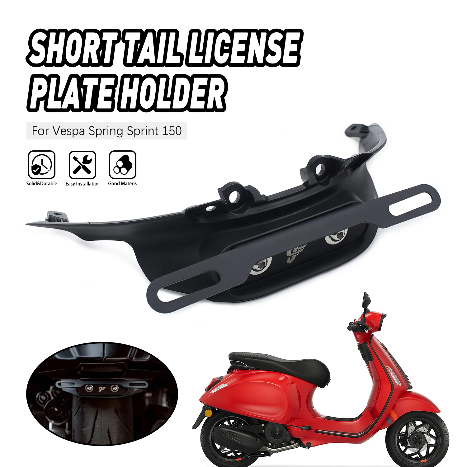 

Rear Splash Guard Licence Plate Fender Black Carbon Fiber Texture Fit for Vespa Sprint Primavera 150 Accesorios Moto