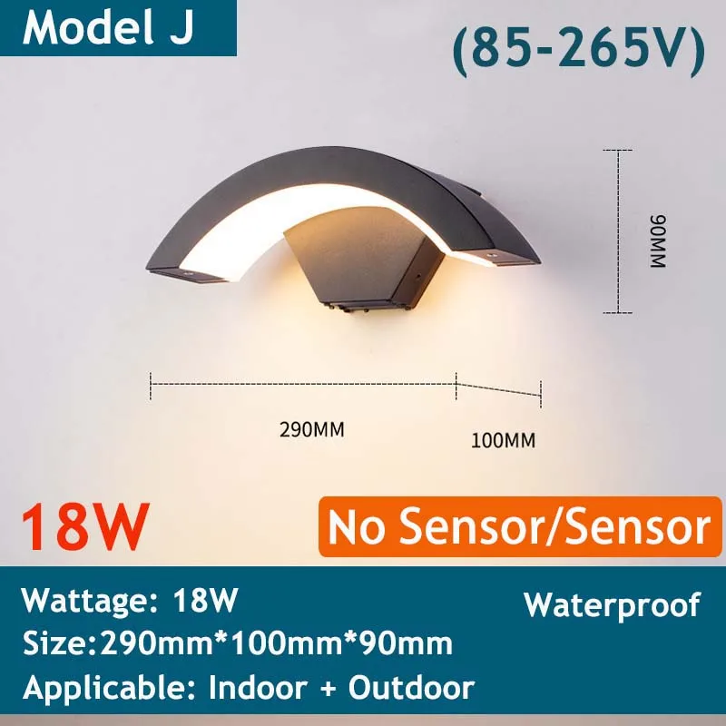 LED-Verlichting Buitenwandlamp Met Bewegingssensor Wand Binnenste Schans Sensor Exterieur Tuindecoratie 85-260V