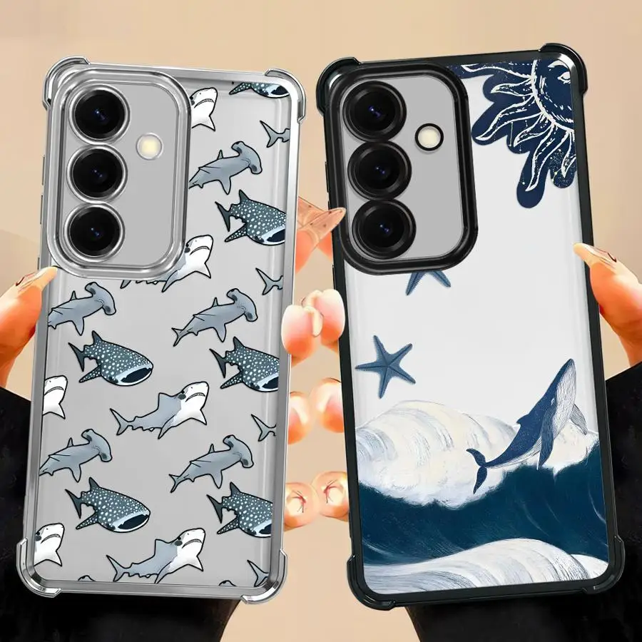 Case for Samsung Galaxy A15 A24 A33 A25 A26 A52 A17 A16 A21s A35 A36 A13 Phone Cover Whale Pattern