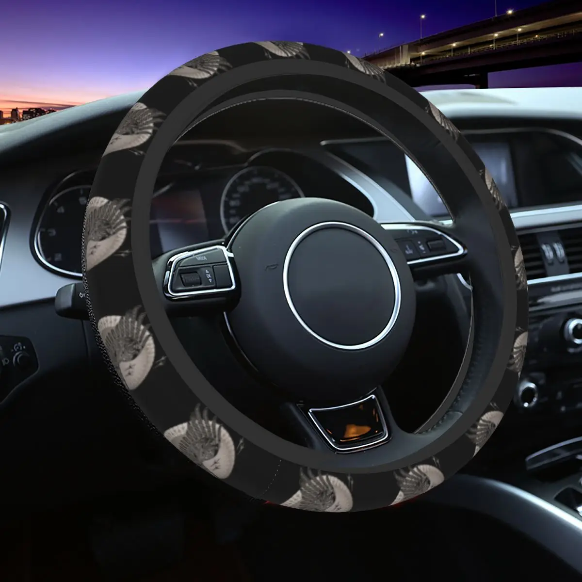 38cm Car Steering Wheel Cover Viking Elastic Raven Valhalla Car-styling Suitable Car Accessories