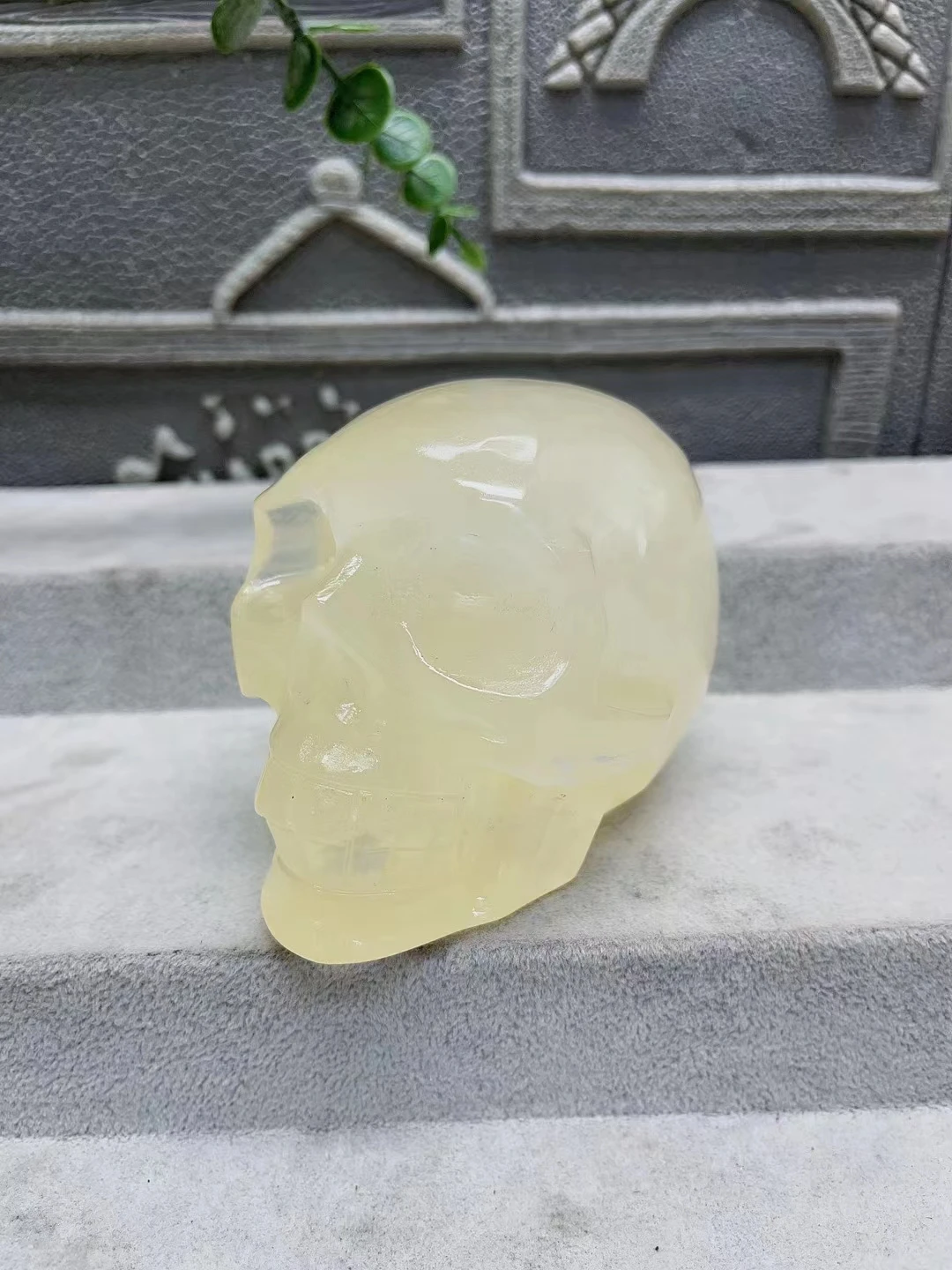 

Citrine Skull Figurine Natural Gemstone Carved Crystal Reiki Healing Stone Crafts Home Room Decoration Statue Halloween Gift