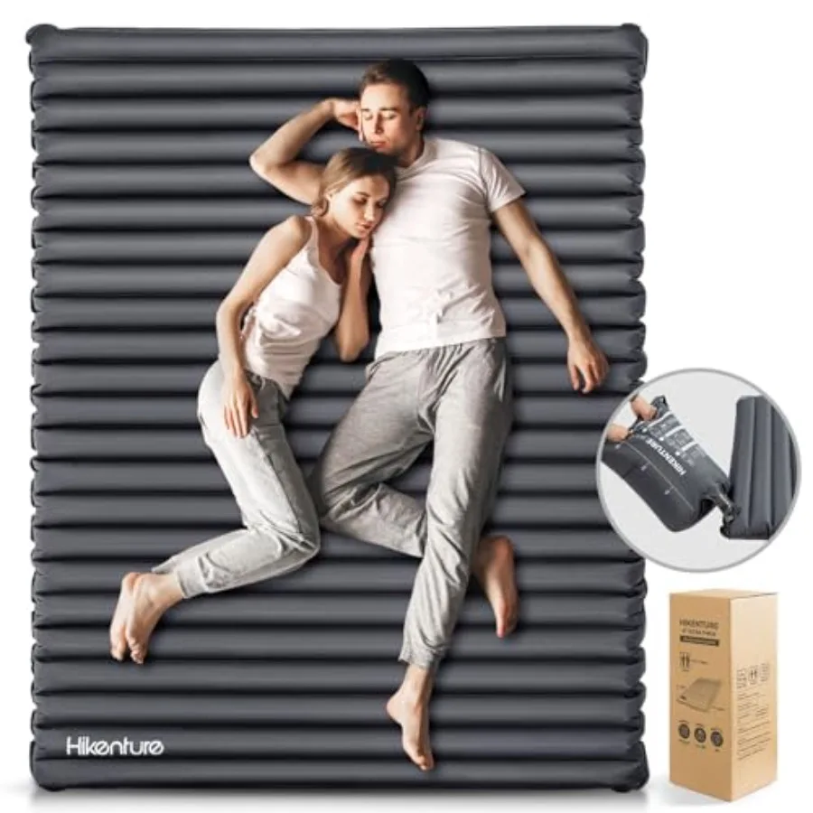 

Double Sleeping Pad for Camping, Ultralight 4" Extra-Thick Camping Mattress 2 Person, Inflatable Backpacking Sleeping Mat, Hiki