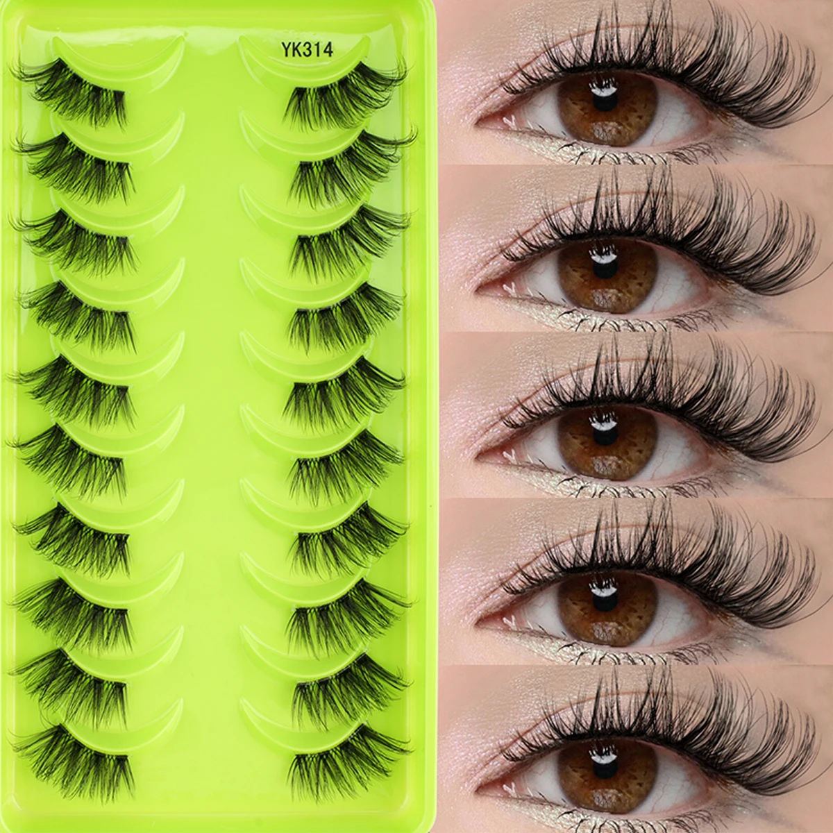 YSDO Fox demi-cils doux naturel Faux vison cils Faux cils aspect naturel court vaporeux clair bande cils maquillage Multipack