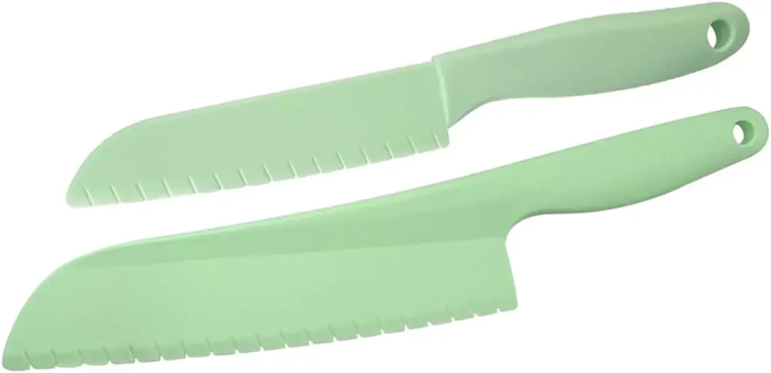 

2Pcs Green Lettuce Knife Cutter Set, Professional Serrated Knife for Veggies, Salad, Fruit, Cake, Bread