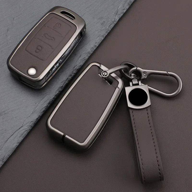 Alloy Style Car Key Case Cover Shell For Volkswagen For VW Bora Polo Tiguan Jetta Passat B5 B6 B7 Golf Beetle For Skoda Octavia