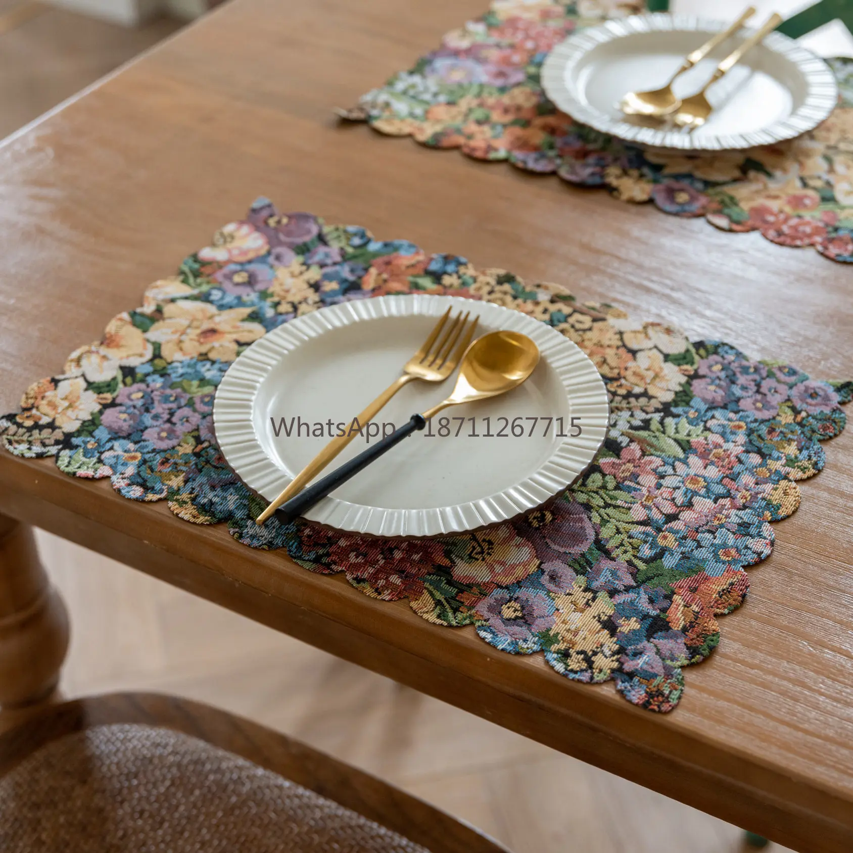 

Nordic style placemat, heat insulation and dust-proof decoration, American bohemian retro oil painting style placemat