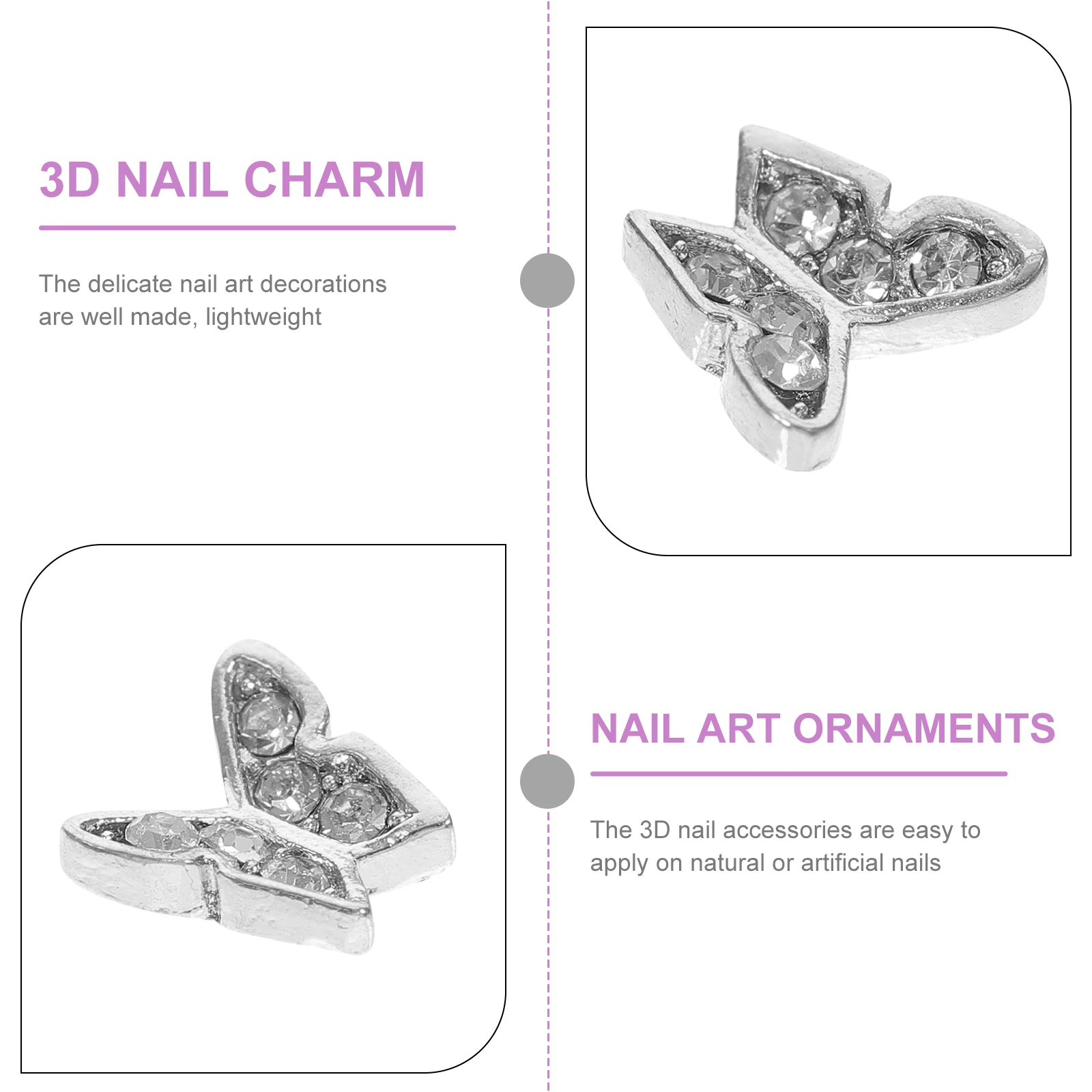 Farfalle 3D in lega di alluminio Pendenti per unghie Glitter Strass Accessori per nail art Decorazioni Ornamenti per manicure Ciondoli per unghie