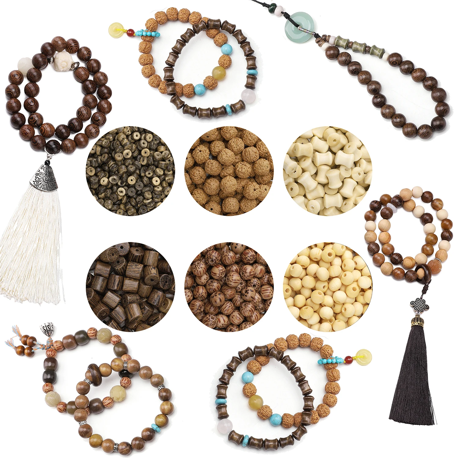 Natural Wooden Loose Beads 1pc/pack Multi-size Style Wooden Beads For DIY Handmade Jewelry Making Necklace Bracelet Accessories