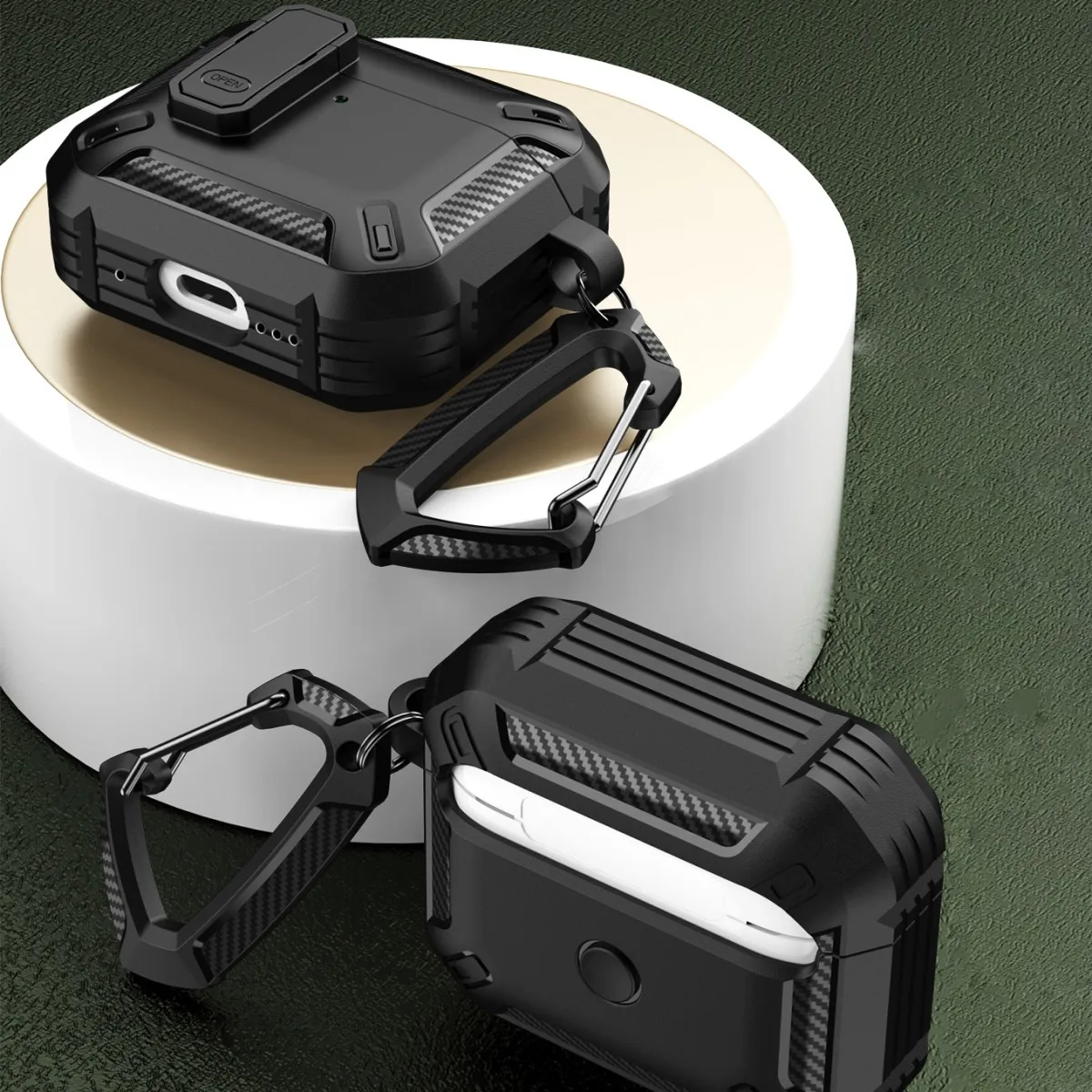 Interruptor de luxo caso do fone de ouvido para airpods 4 caso duas cores à prova de choque capa para apple air pods 4 casos acessórios chaveiro