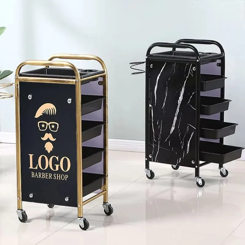 Detachable Hairdressing Salon Trolley Spa Hairdresser's Assistant Gold Trolley With Universal Wheels Tangle-free Hair