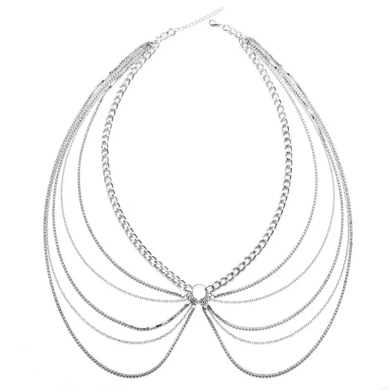 N2UE Multi -Layered Chain Party Night Club Shinning Dancing Jewelry
