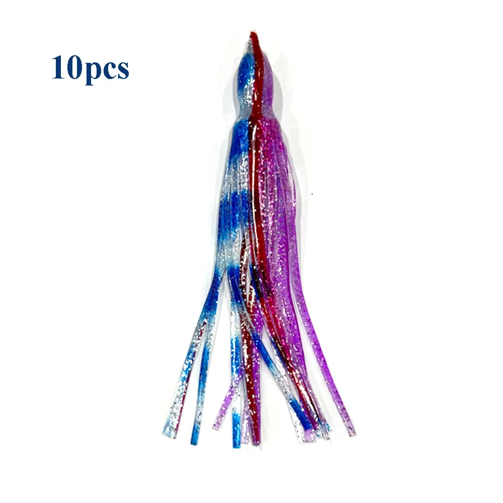 10 Stück 15 cm weiche leuchtende Oktopus-Röcke, Köder aus Silikon für Thunfisch, Mahi, Trolling, Hoochie, leuchtende Tintenfisch-Röcke, Jigging, Meeresfischköder – Detail 14
