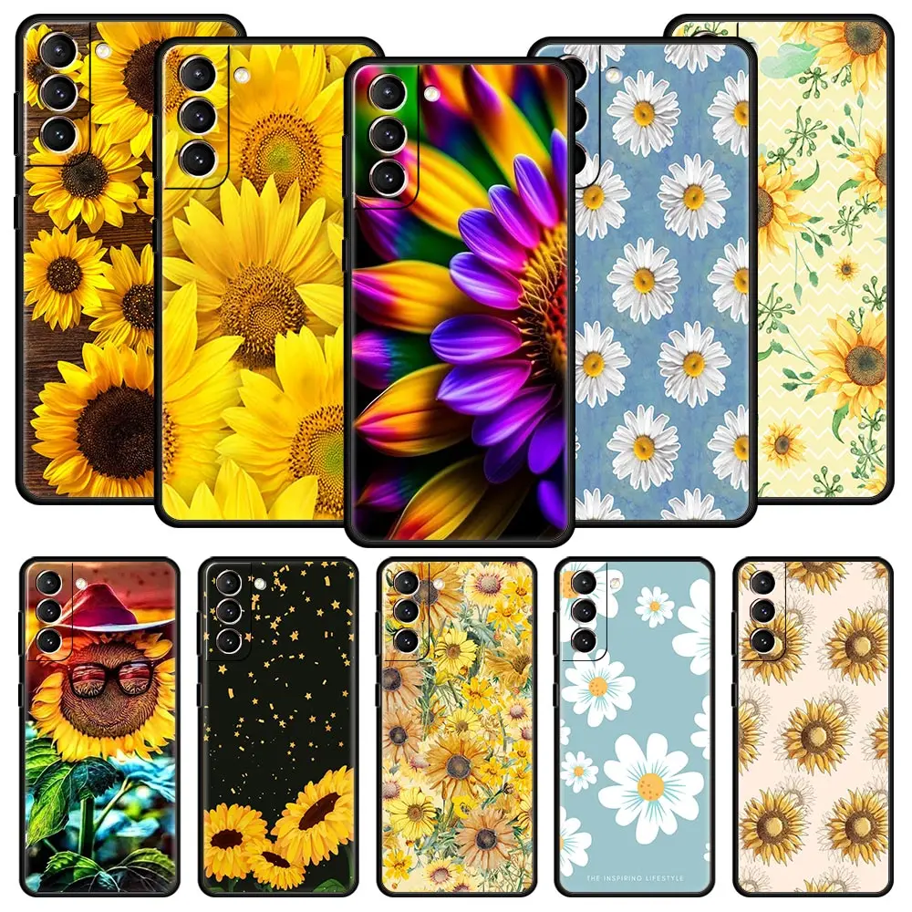 Phone Case Cover for Samsung Galaxy S26 S25 S24 S23 S22 S20 S21 FE Ultra Plus S25 Edge Soft TPU Summer Sunflower Floral Flower