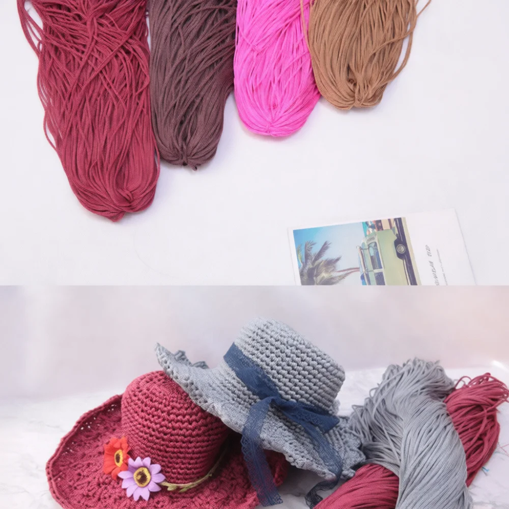 3mm Lightweight Ice Silk Yarn Hollow Design Polyester Thread Smooth Crochet Cord For Handmade Summer Hat Cushion Art