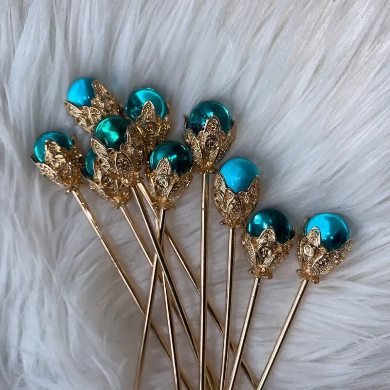 

New Chinese Style Ocean Blue Glazed Jade Hairpin Straight Hairpin Song Style Wei Jin Han Clothing Rocking Hairpin Chinese Style