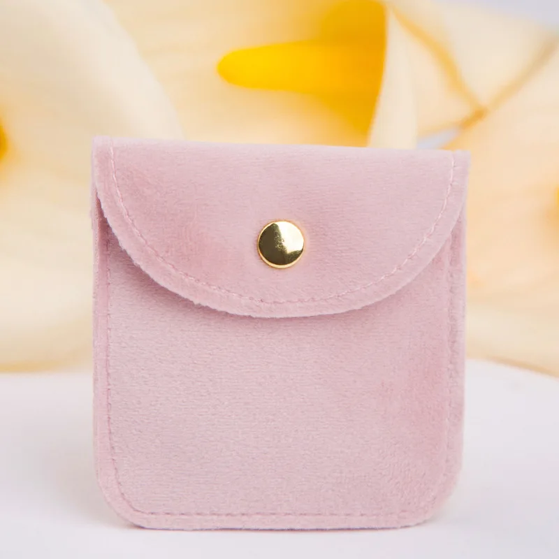 20pcs/lot 8*8 10*10cm Double Sided Silk Velvet Snap Bags Earrings Bracelet Necklace Jewelry Packaging Gift Bag Customise Logo