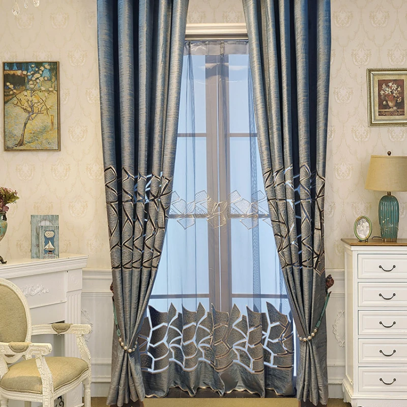 Modern Curtains for Living Room Bedroom Dining Luxury Custom High-end Atmosphere Hollow Embroidered Shading Curtain Drape