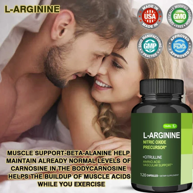 Vitality L-Arginine Boost Endurance | Boost Male Nitric Oxide Precursor Supplement Vegetarian Capsules