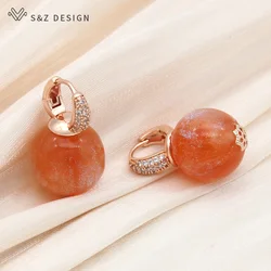 S&Z DESIGN New Fashion Round Colorful Simulated-pearl Bead Drop Earrings For Women Wedding Jewelry Gift Cubic Zirconia Eardrop
