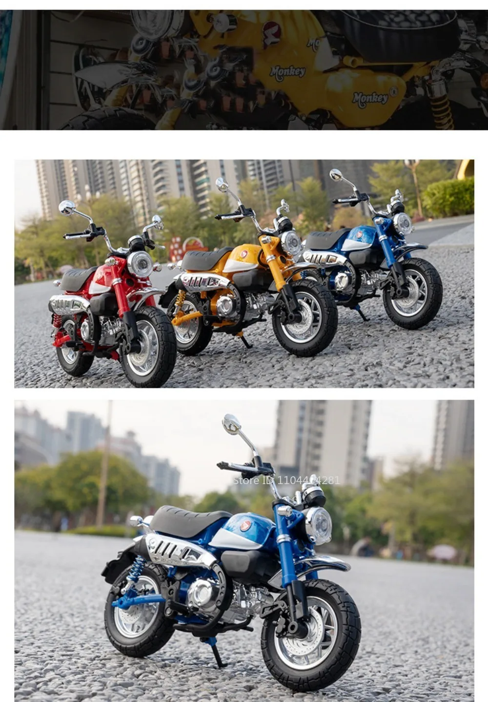 1:12 Honda Monkey CBR1000 Motorrad Modell Diecast Legierung Auto Spielzeug Vorderrad Lenkung Stoßdämpfung Funktion Fahrzeug Kind Geschenk – Detail 9