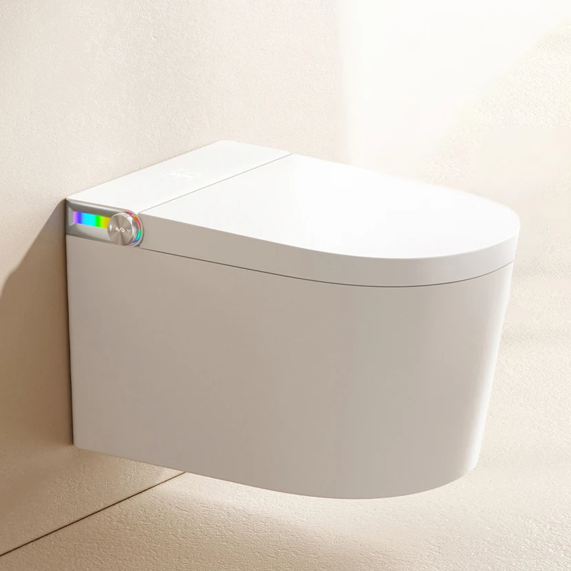 

Европейский современный умный унитаз-биде из керамики с настенным креплением, матовый черный, с интеллектуальным управлением и бачком