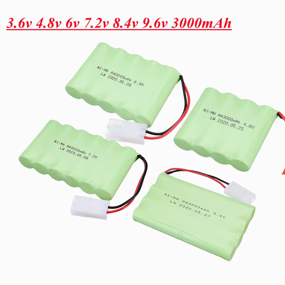 3,6 V/4,8 V/6V/7,2 V/8,4 V/9,6 V 3000mAh ni-mh wiederauf ladbare Batterie Tamiya-Stecker für RC-Spielzeug Auto Boot Panzer Züge Roboter Pistole Teile