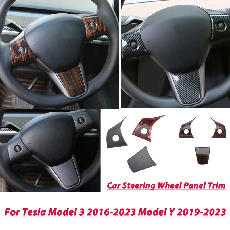 3pcs/set For Tesla Model 3 2016-2023 for Model Y 2019-2023 ABS Car Steering Wheel Panel Decoration Cover Trim Accessories