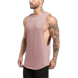 plain Gym Clothing Mens Bodybuilding Stringer Tank Top Summer Cotton Cut Off Fitness Vest Muscle Workout Sleeveless T Shirt