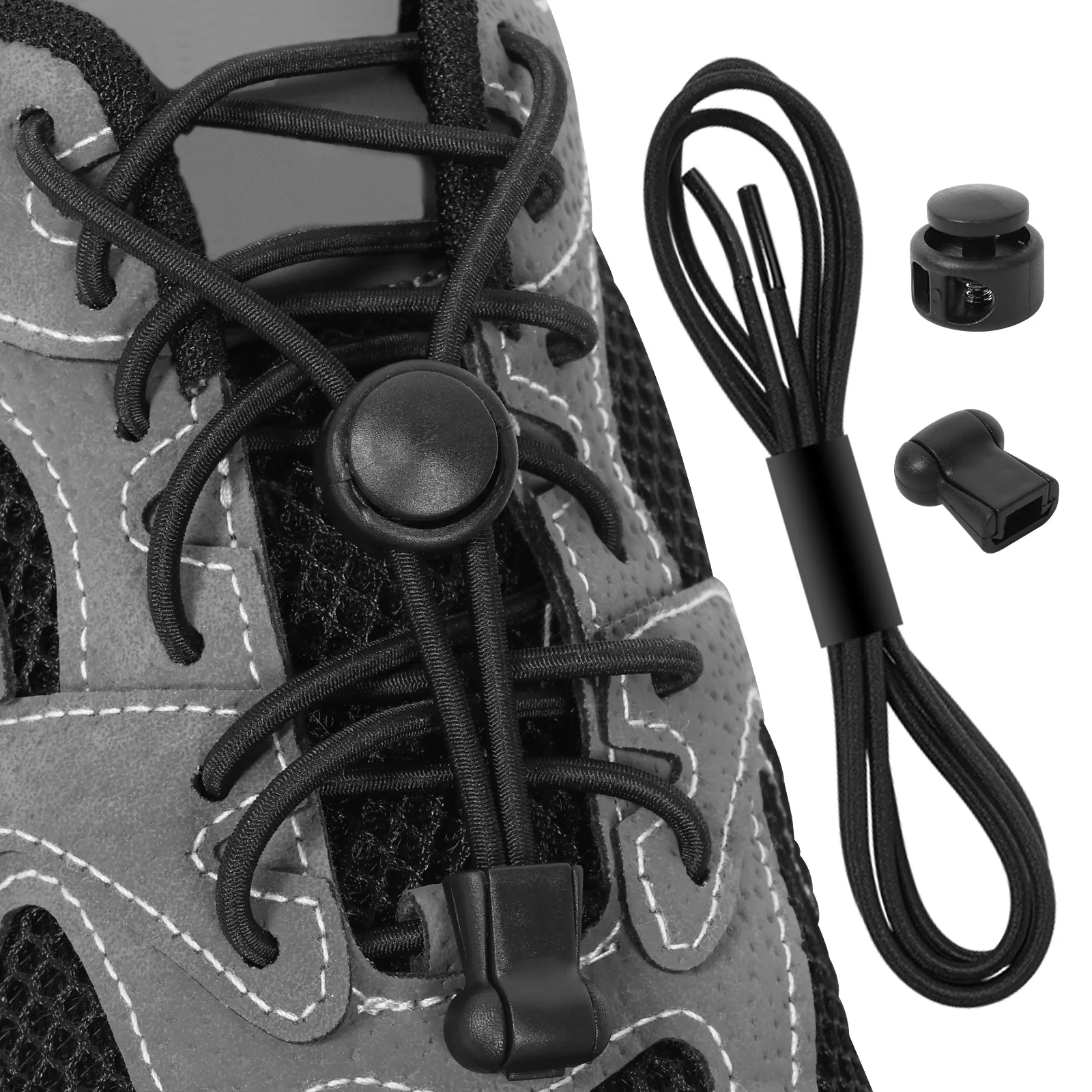2er-Pack elastische Schnürsenkel mit Verschluss – Schnürsenkel ohne Binden für Sneaker, dehnbare Schnürsenkel mit rundem Verschluss, schnelle Schnürsenkel für Wanderungen