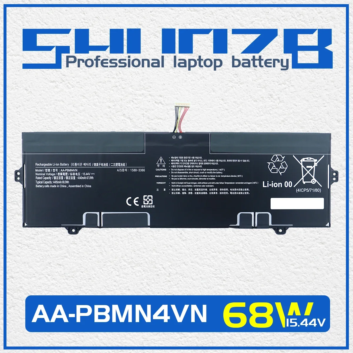 

SHUOZB AA-PBMN4VN Laptop Battery For Samsung Galaxy Book Pro 360 15 NP950XDB NP950XDB-KA1US NP950QDB Series 15.44V 68Wh 4340mAh