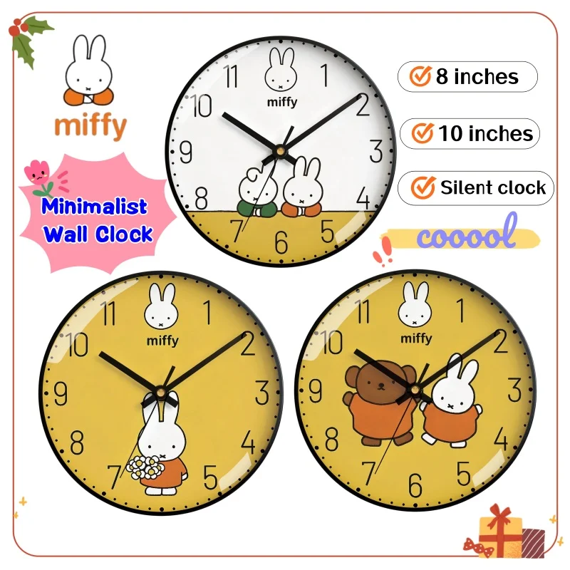 

Новые настенные часы Miffy: стильные, простые, для дома, гостиной, спальни, мультяшные, милые, бесшумные, декоративные