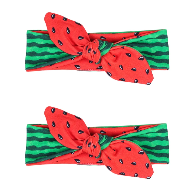 

2pcs/lot Rabbit Ears Baby Girl Headband Elastic Girl Hairband Watermelon Prints Newborn Baby Bow Headbands Hair Accessories