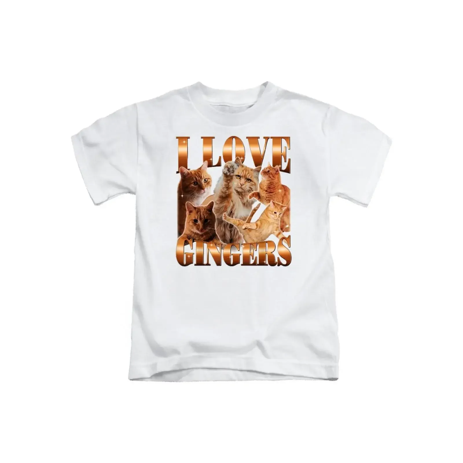 I Love Gingers Erwachsenen-T-Shirt, lustiges Ingwer-Katzen-Meme-Fun-Top, Vintage-Washed-Mode, atmungsaktives Top für den Alltag, weich
