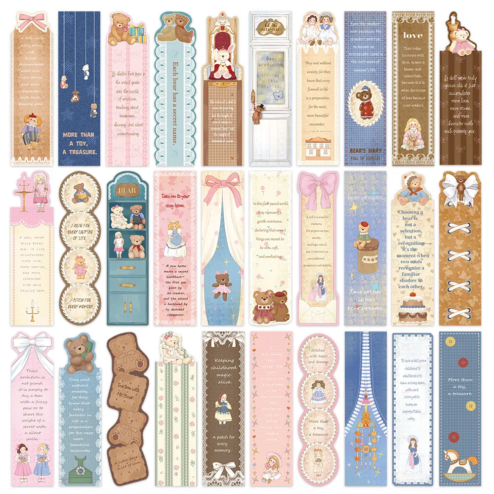 30PCS Retro Doll Alien Card Reading Graduation Student Graffiti Stationery Page Bookmarks  Stationery Supplies
