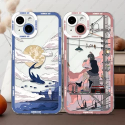 Summer Sky Angel Eyes Phone Case For iPhone 16 15 14 13 12 11 Mini Pro Max XS X XR SE 7 8 Plus Transparent Cover