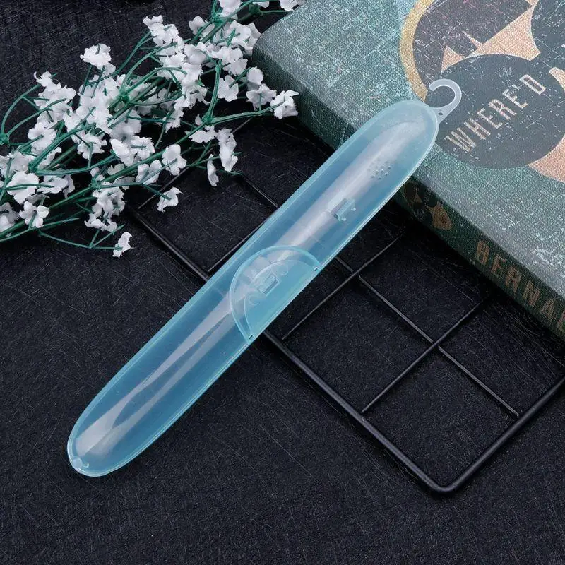 

Y88D 23x3.5x3cm Plastic Toothbrush Holder Box Transparent Travel Portable Protective