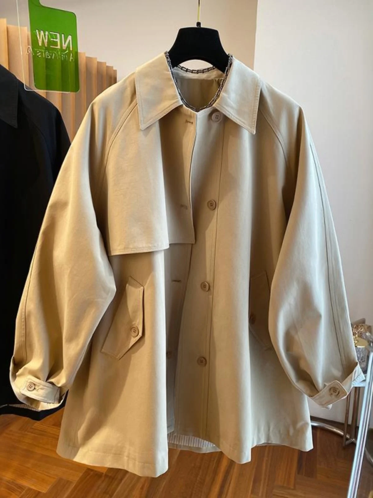 

Women's Casual Long Sve Pure Color Workwear Sle Coat with Tagl Bule Loose Fit Versatile Mid-Length Cardigan