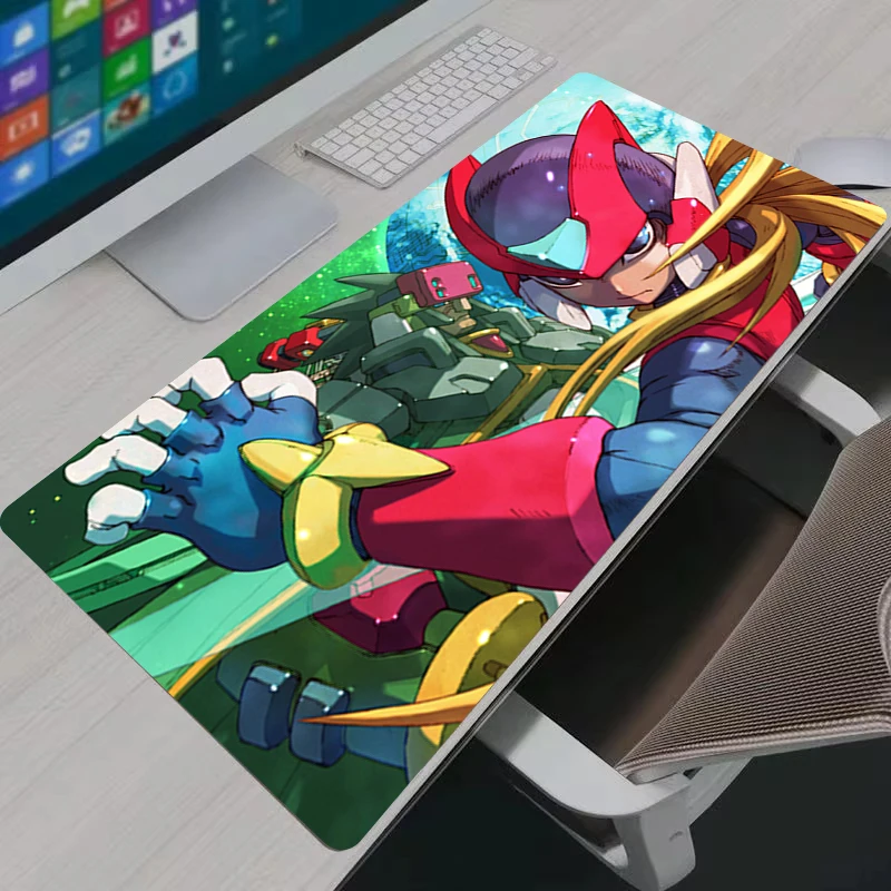 Mouse Pads Kawaii Cute Deskmat Game Lock Edge Mousepad Megaman Anime Keyboard Pad Pc Accessories XL Desk Protector Rubber Mat