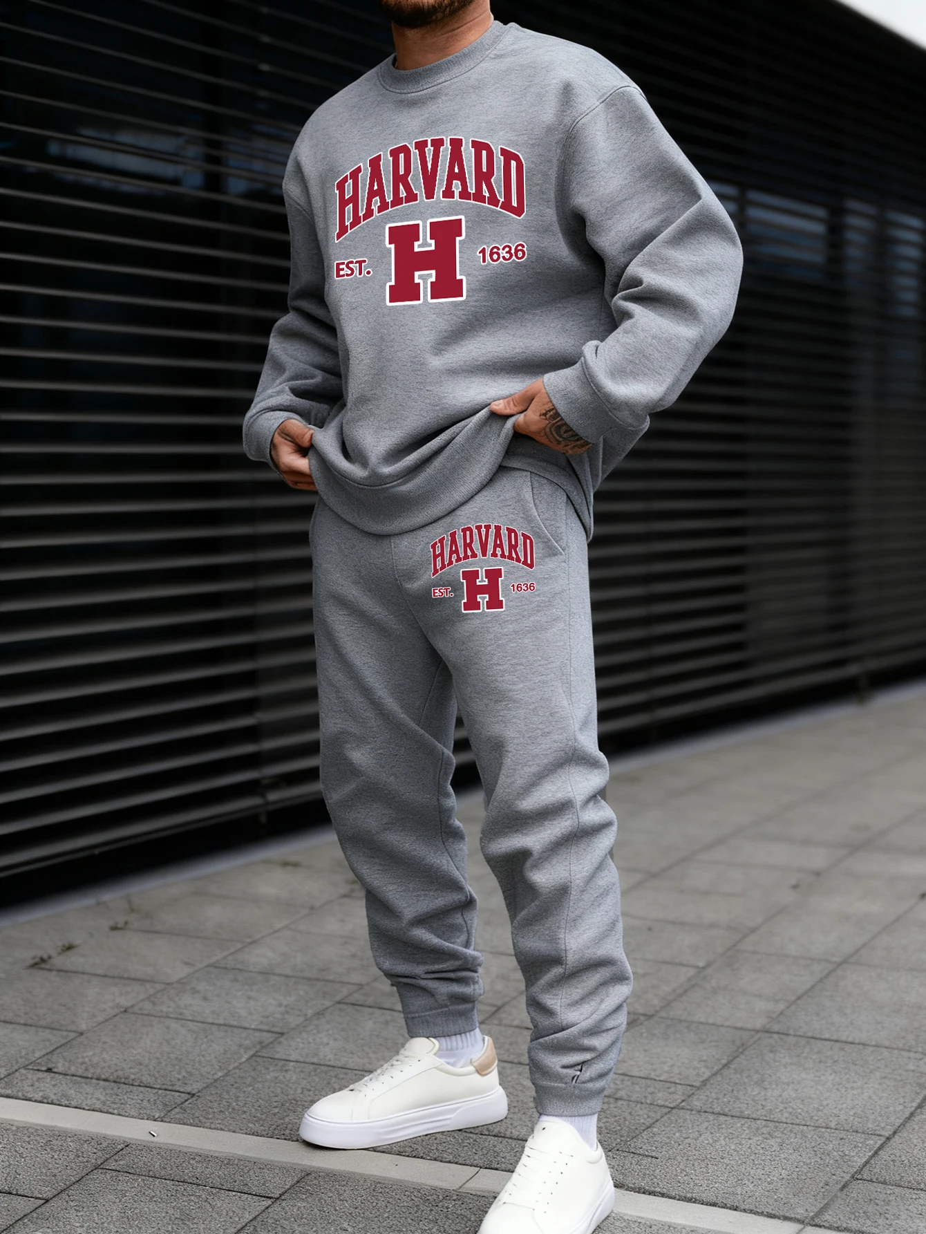 Harvard Est. Set 2 Pezzi Uomo 1636: Felpa e Pantaloni in Pile Caldi e Comodi per Autunno e Inverno, Morbidi e alla Moda