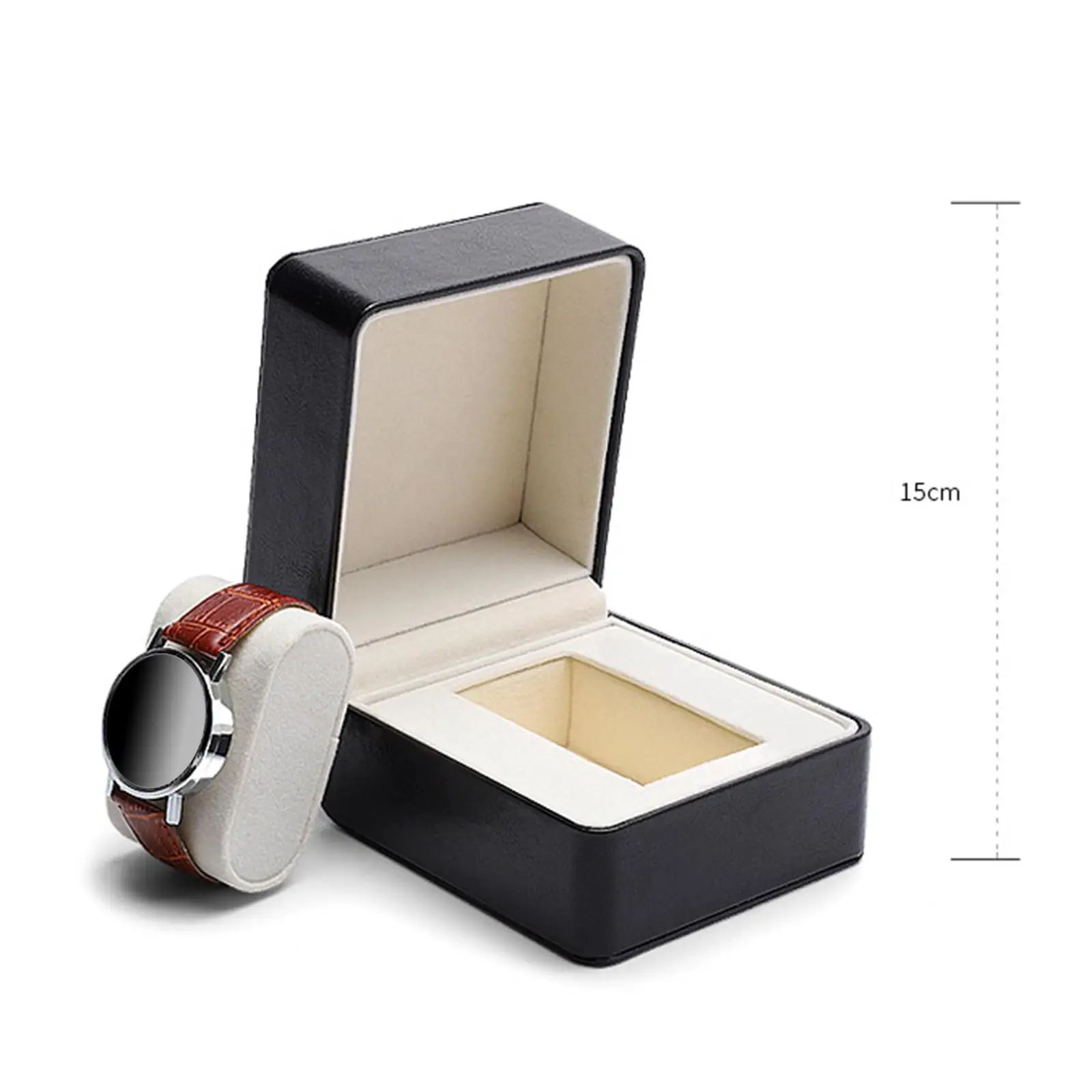 PU Leather Watch Box Vintage Velvet Lining Display Case Protective Organizer with Soft Leather Pillows for Men Women Jewelry Box