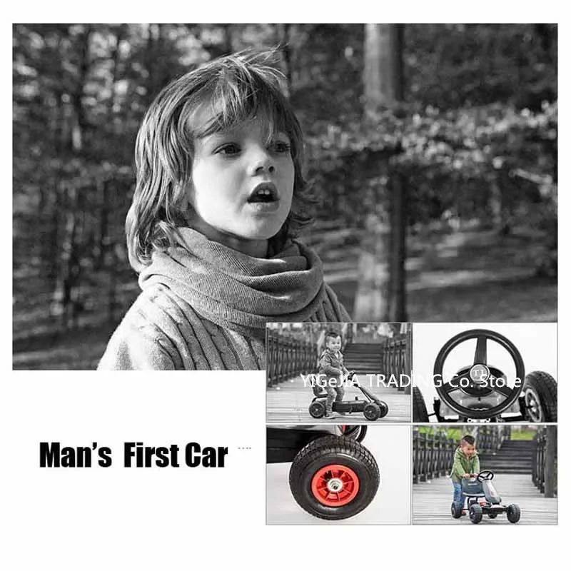 Children Pedal Go Kart With Inflatable Rubber Wheels, 4-wheeled Kids Pedal Go Kart Exercise Bike view 4