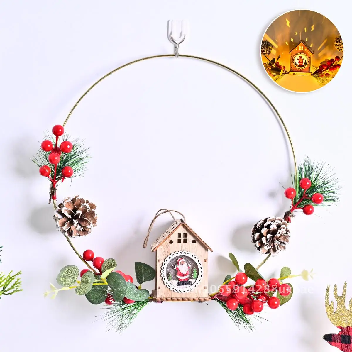 

LED Light Glow Garment Christmas Atmosphere Pendant Holiday Party Home Decoration Red Pine Fruit House Hanging Ornaments