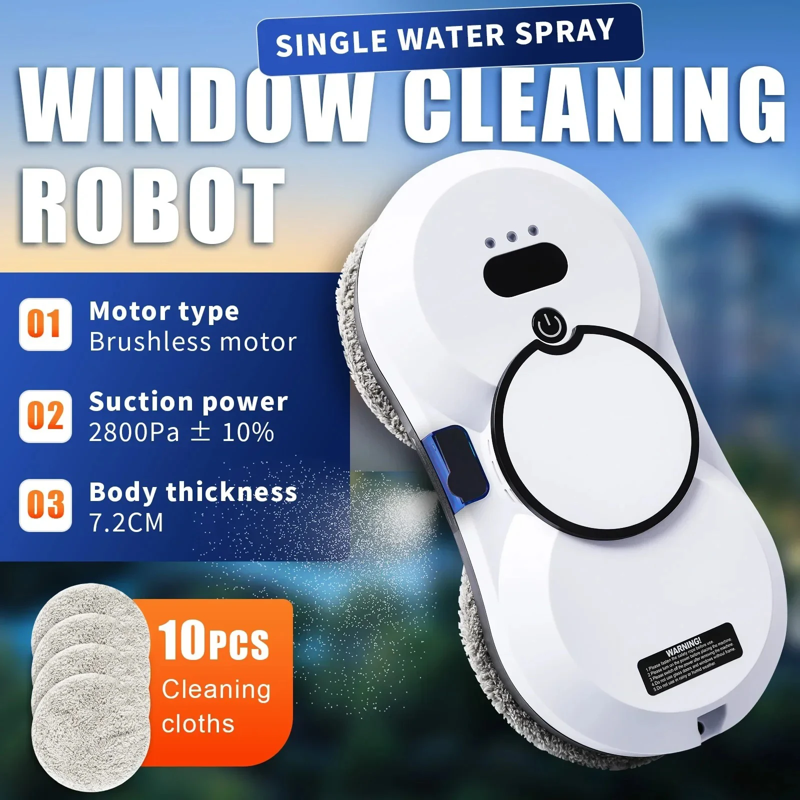 

Automatic High-Rise Window Cleaning Robot, Dual-Sided Water Spray Glass Cleaner with Brushless Motor, Skyscraper Home/Office