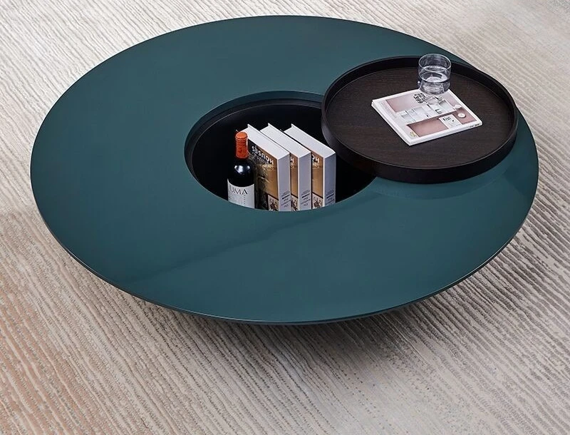 Dark green painted coffee table Italian personalized coffee table modern simple round coffee table 5