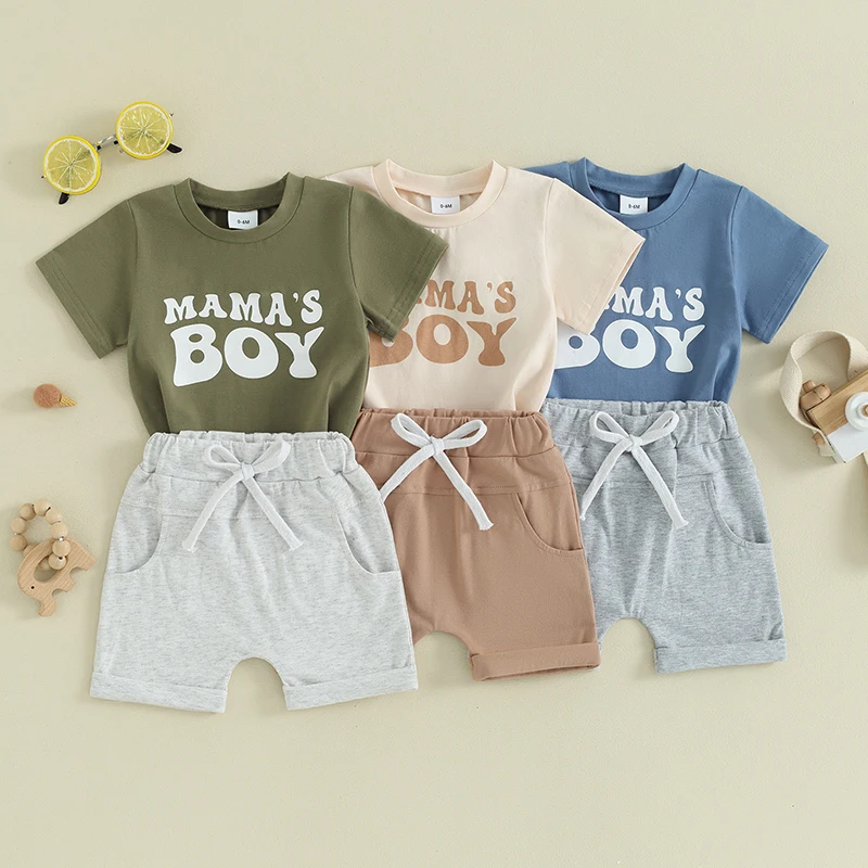 

2PCS Children Clothing Kids Clothes Toddler Sets Boys Letters Print T-shirt Shorts Summer Cotton Short sleeve fashion Suit