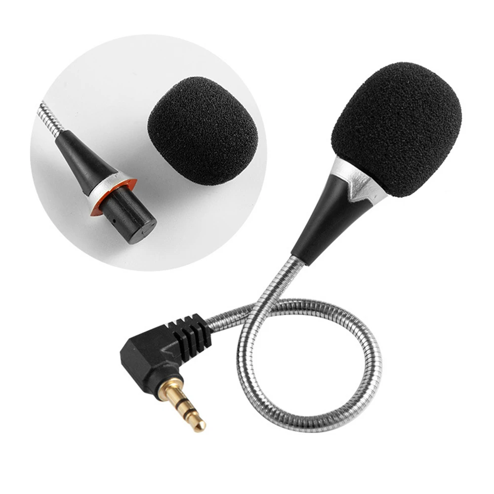 Omnidirectional Metal Microphone 3.5mm Jack Flexible Microphone Mini Audio Mic for Computer Laptop for Skype Chat