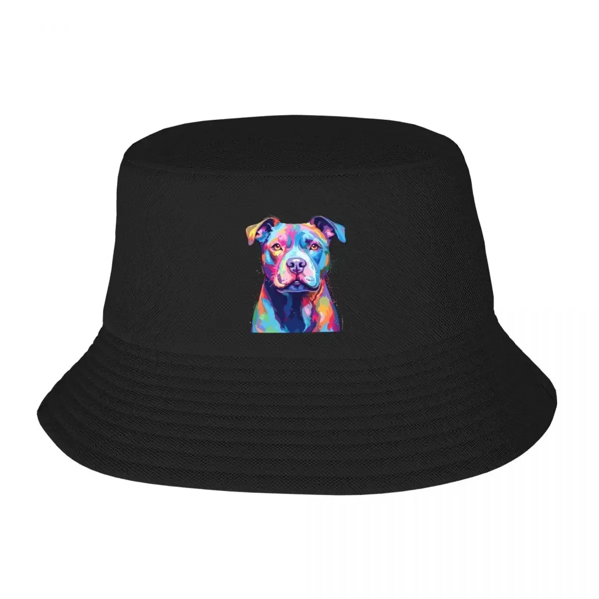 Pitbull Terrier Paint Splatter Dog Bucket Hat Cosplay Beach Outing Tactical Cap tea  Male Women's