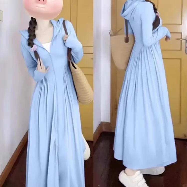 Long sunscreen clothes women's 2026 summer new dress UV protection full body sunscreen clothes ice silk long dress blouse